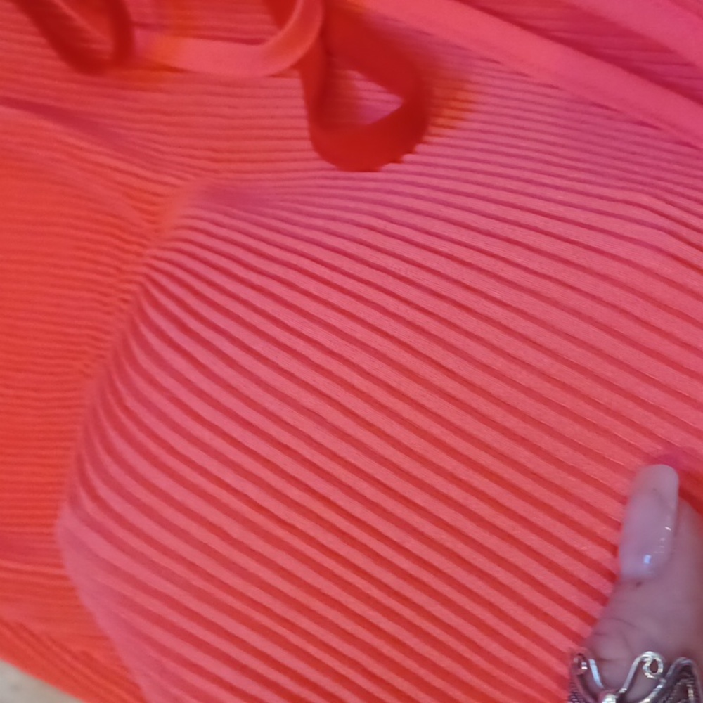 Pretty Little Thing Pink/Red Triple Tie Front Ribbed Cardigan - Picture 3 of 9